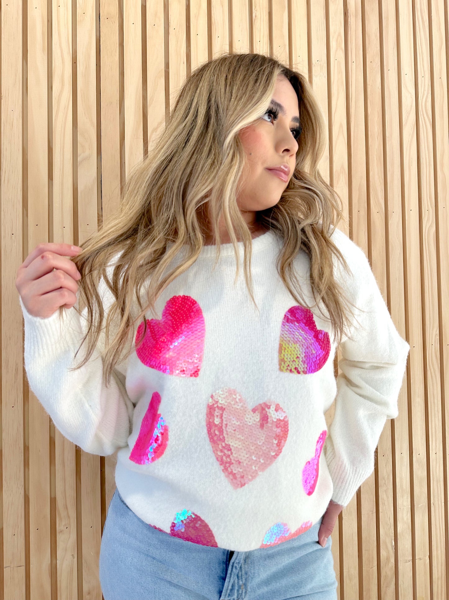 I <3 YOU - Heart Sequin Sweater