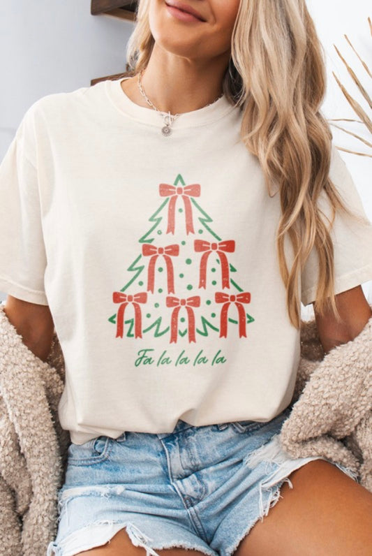 Fa La La Bow Tree - Holiday Graphic Tee
