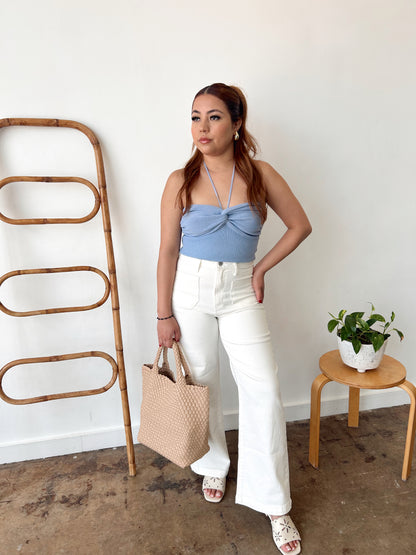 Penelope - Patch Pocket White Denim Jeans