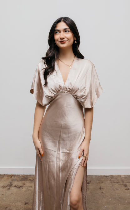 Enchanted Nights - Champagne Satin Dress