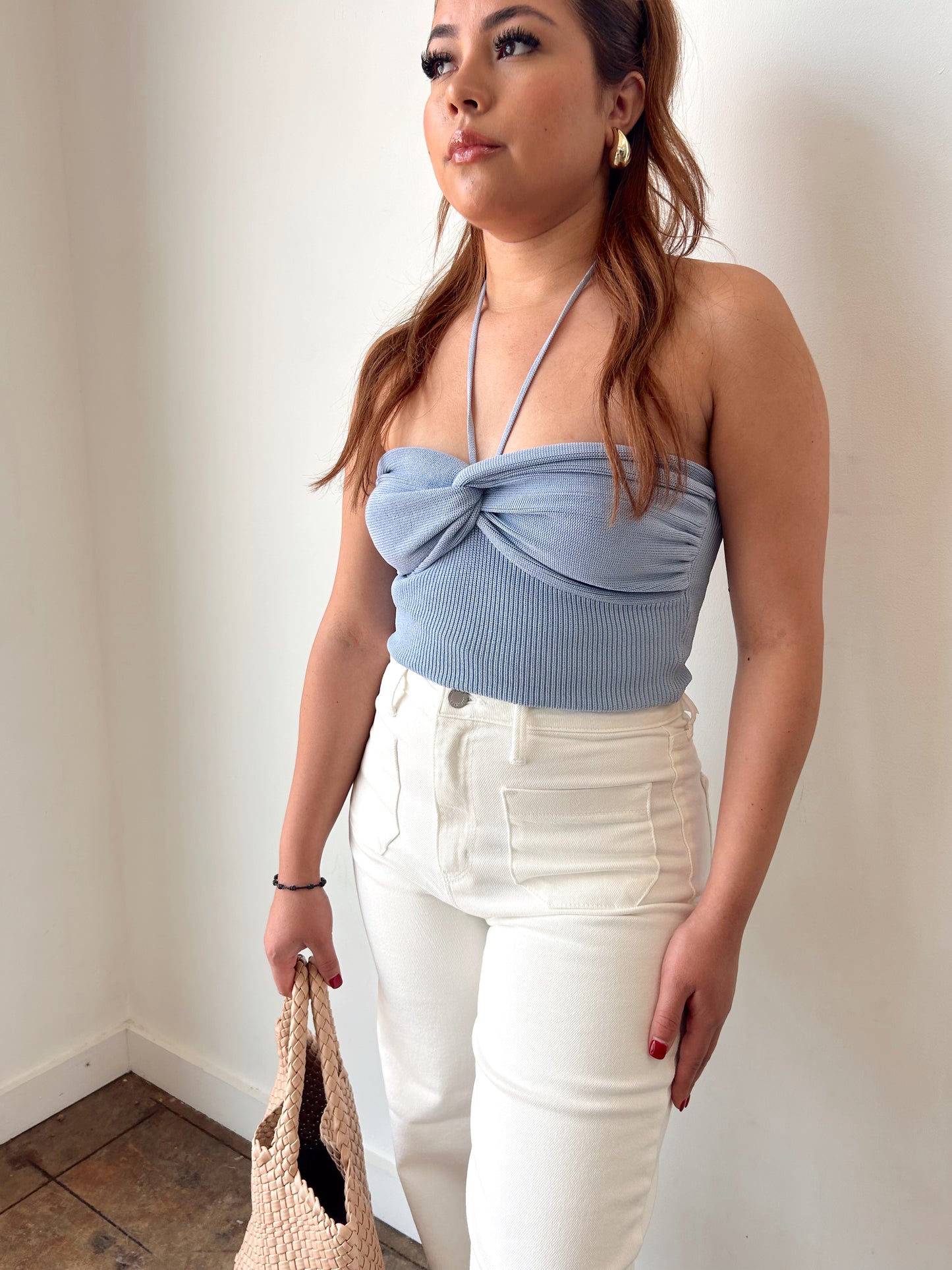 Penelope - Patch Pocket White Denim Jeans