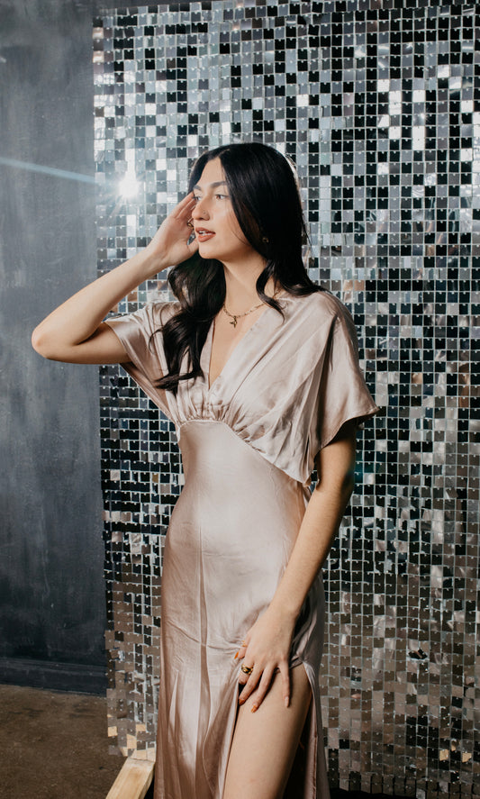 Enchanted Nights - Champagne Satin Dress