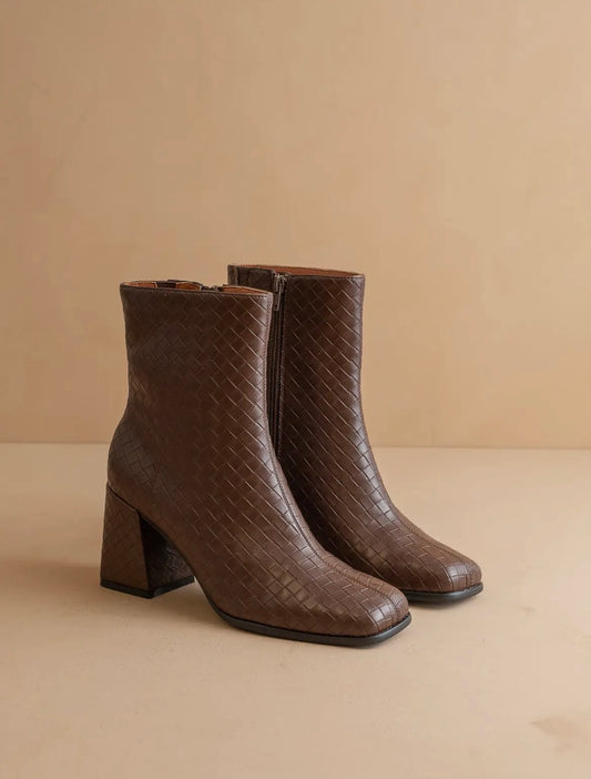 Demi- Woven Block Heel Bootie