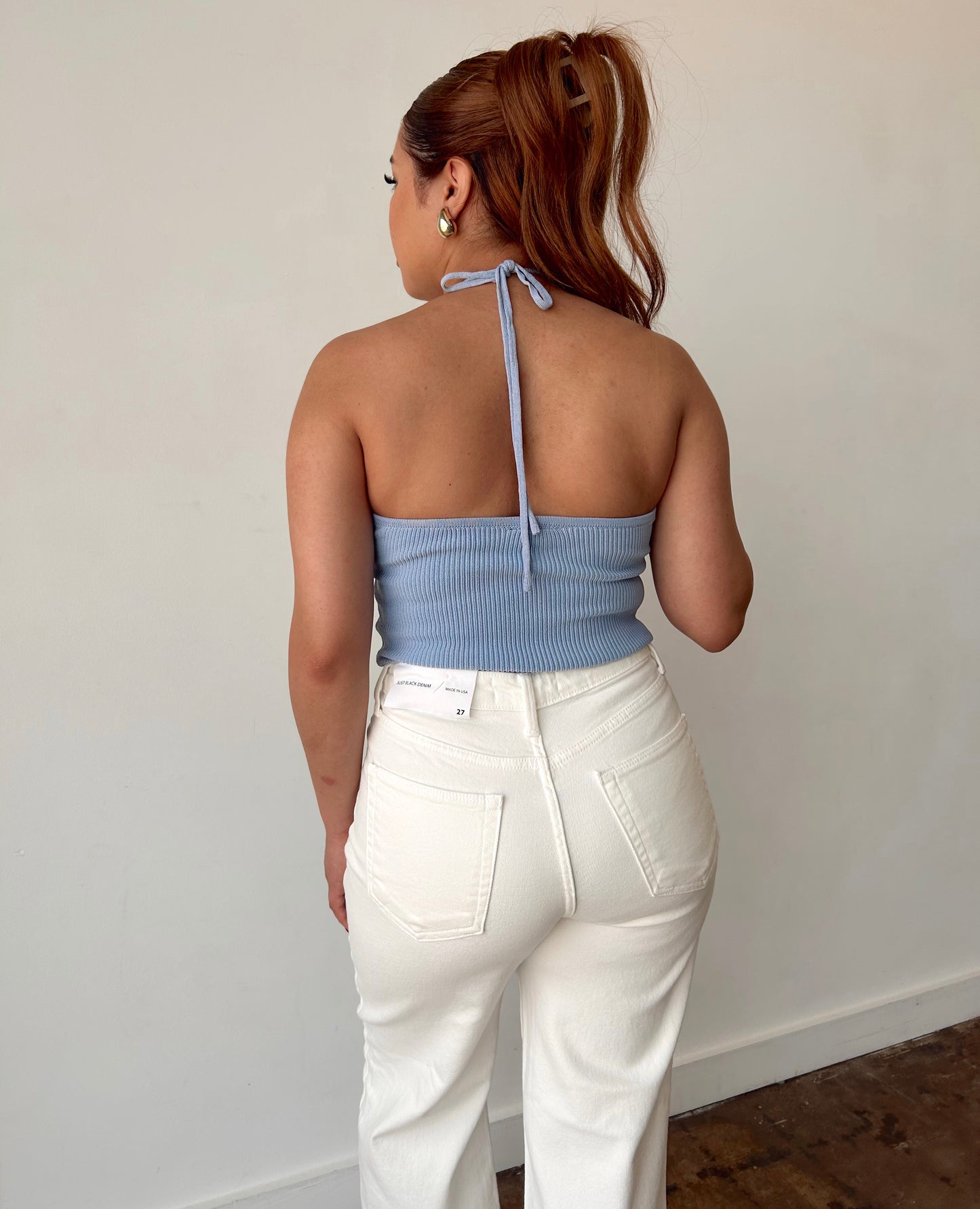 Penelope - Patch Pocket White Denim Jeans