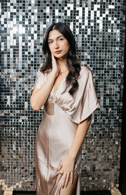 Enchanted Nights - Champagne Satin Dress
