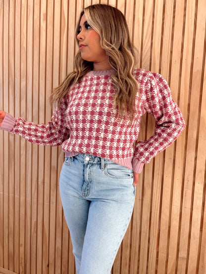 Love is in the air- checkered sweater