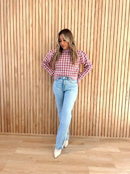 Love is in the air- checkered sweater