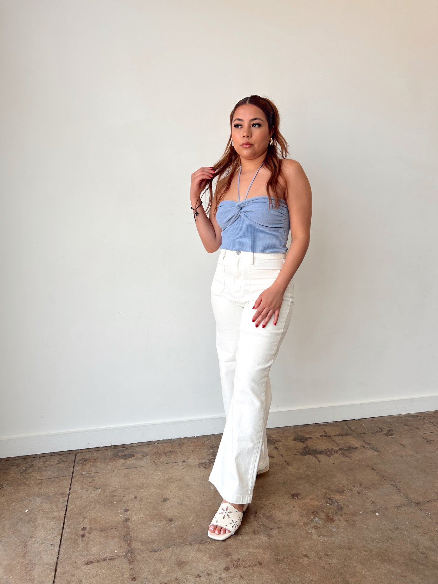 Penelope - Patch Pocket White Denim Jeans