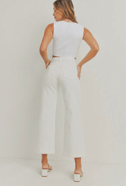 Penelope - Patch Pocket White Denim Jeans