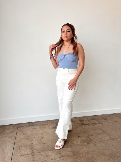 Penelope - Patch Pocket White Denim Jeans