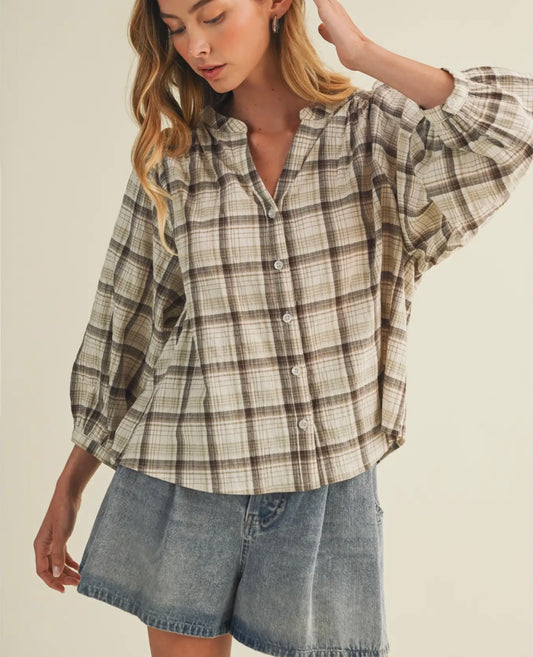 Amber - Effortless Plaid Blouse