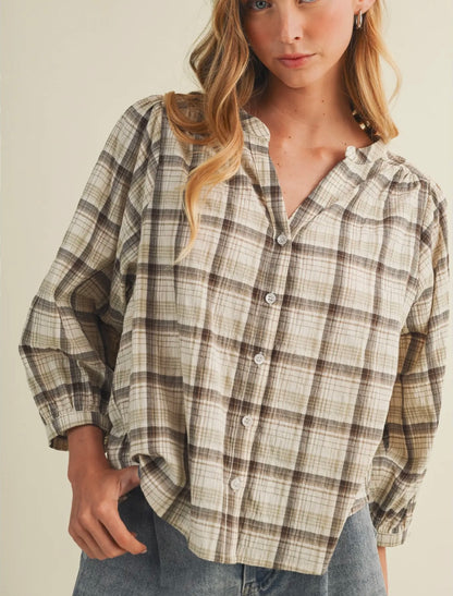 Amber - Effortless Plaid Blouse