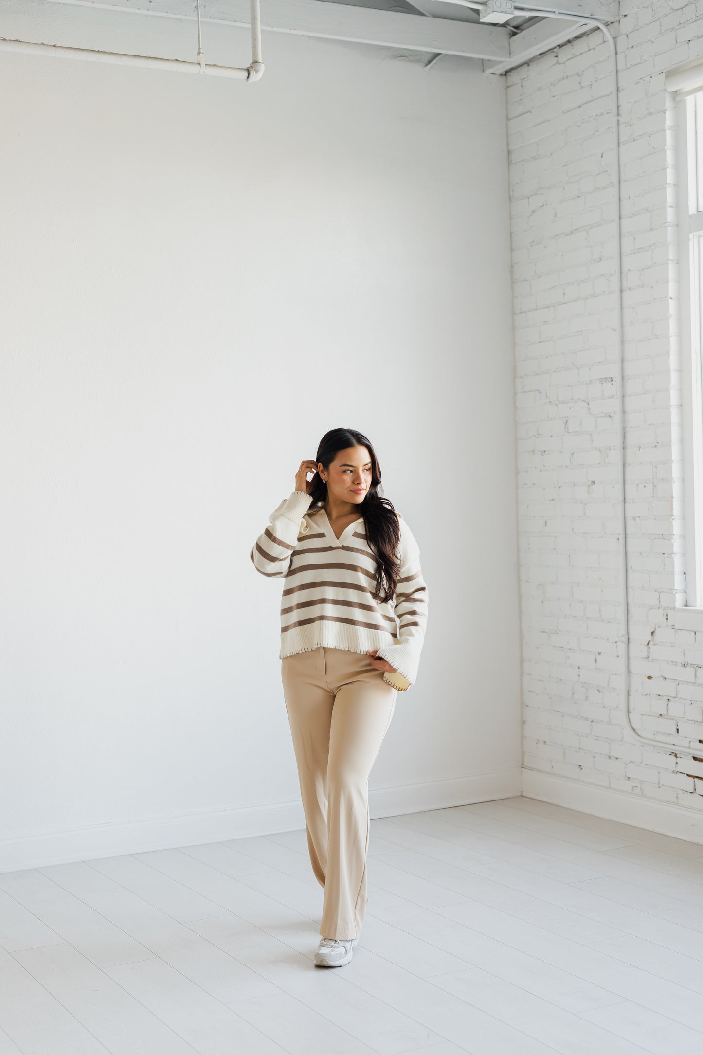 Rory Mocha Striped Sweater