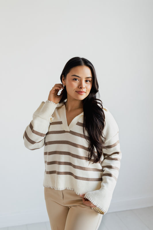Rory Mocha Striped Sweater
