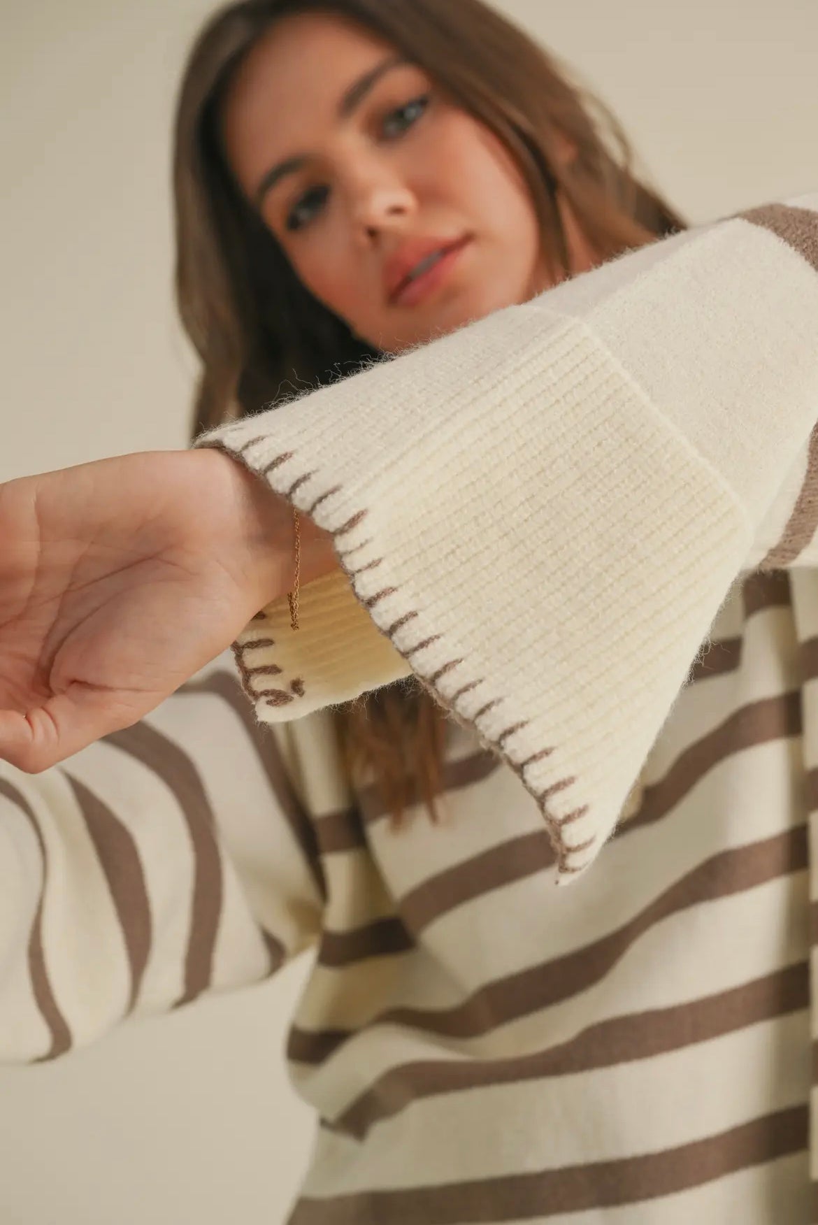 Rory Mocha Striped Sweater
