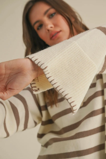 Rory Mocha Striped Sweater