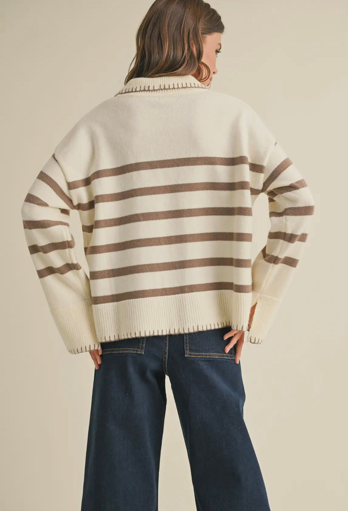 Rory Mocha Striped Sweater