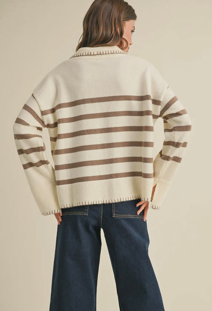 Rory Mocha Striped Sweater