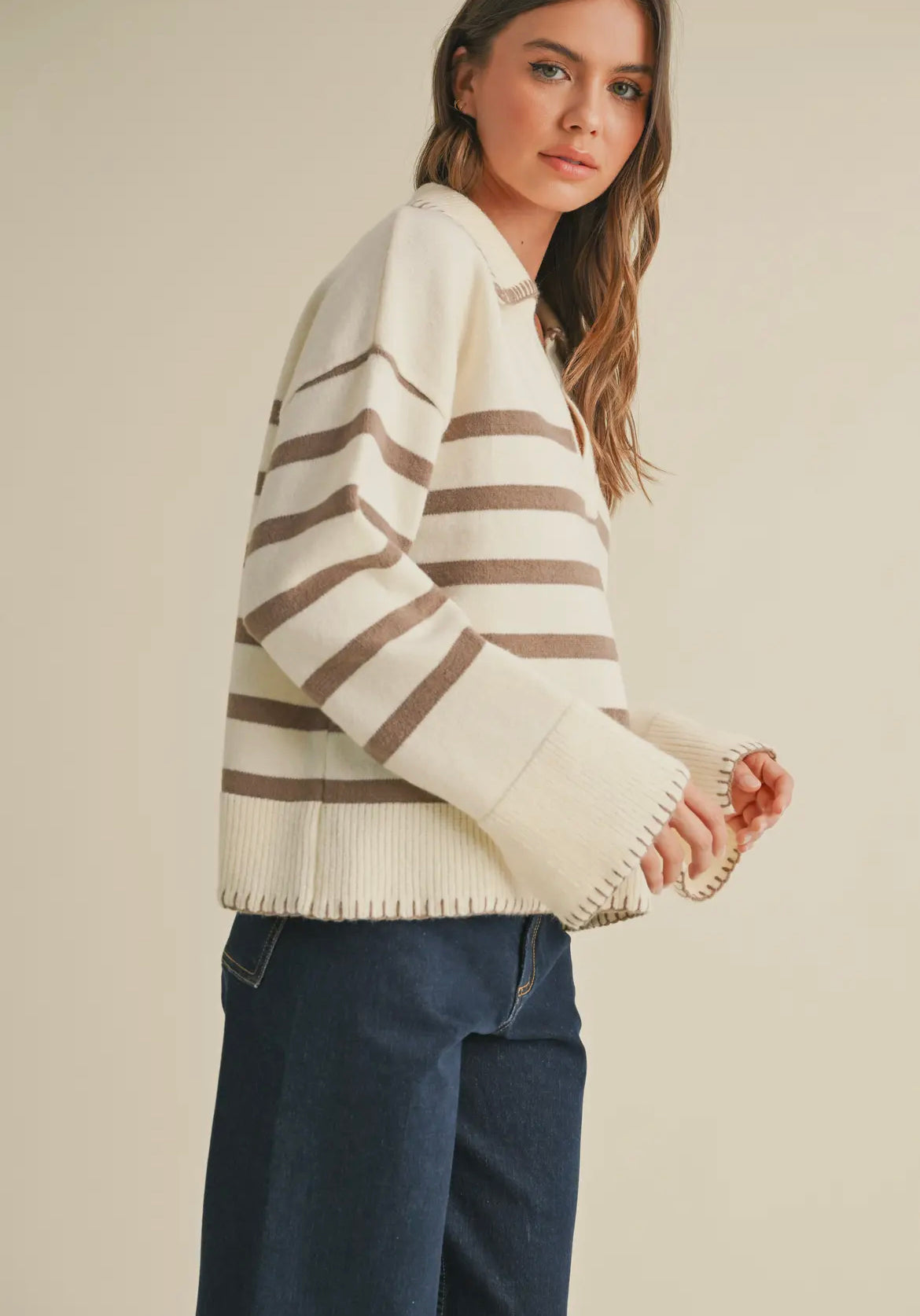 Rory Mocha Striped Sweater