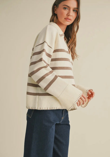 Rory Mocha Striped Sweater